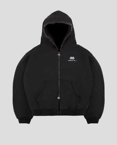 DARK GREY DISTRESSED ZIP